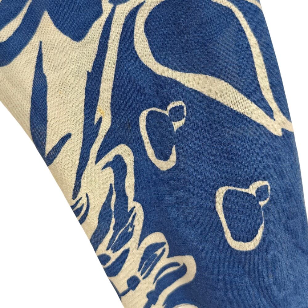 Emilio Pucci Cotton Silk Tunic Top Size 6 Blue Floral Long Sleeve Made in Italy - Picture 5 of 10